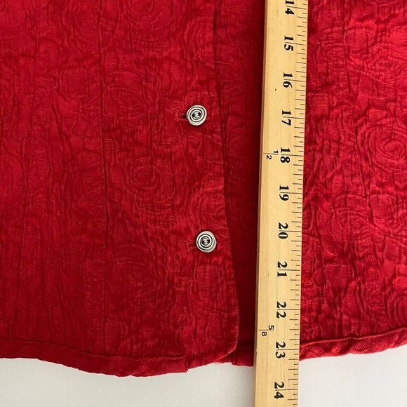 Chicos Jacket Womens 0 US Small Textured Red Rose Swirl Buttons Fitted - Picture 8 of 8